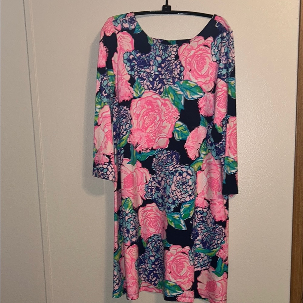 Lilly Pulitzer Pink Sundress with 3/4 Sleeves and Scoop Neck